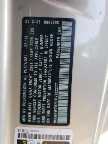 WVWFW7AH1CV022277 - 2012 VOLKSWAGEN EOS LUX 银色 照片 12