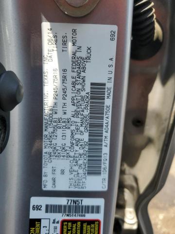 5TFJU4GN4EX062792 - 2014 TOYOTA TACOMA DOUBLE CAB PRERUNNER SILVER photo 13