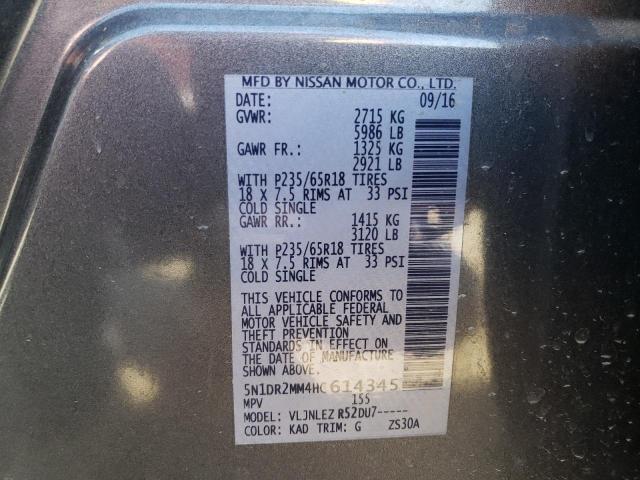 5N1DR2MM4HC614345 - 2017 NISSAN PATHFINDER S GRAY photo 13