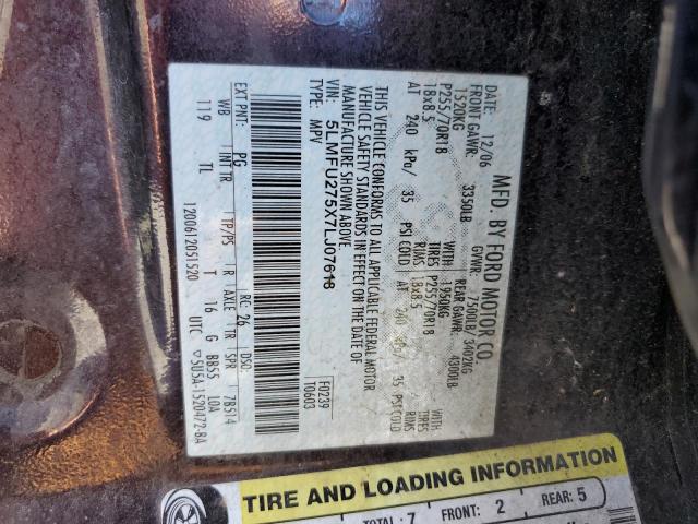 5LMFU275X7LJ07618 - 2007 LINCOLN NAVIGATOR შავი ფოტო 13