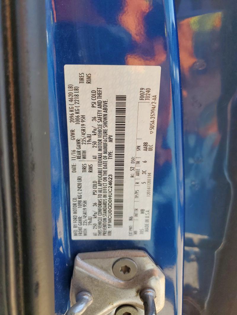 1FMCU0GD0HUC24623 - 2017 FORD ESCAPE SE BLUE photo 14