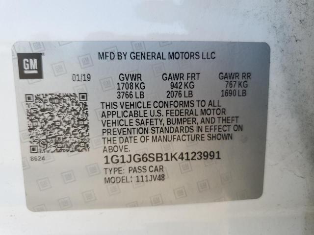 1G1JG6SB1K4123991 - 2019 CHEVROLET SONIC WHITE photo 12