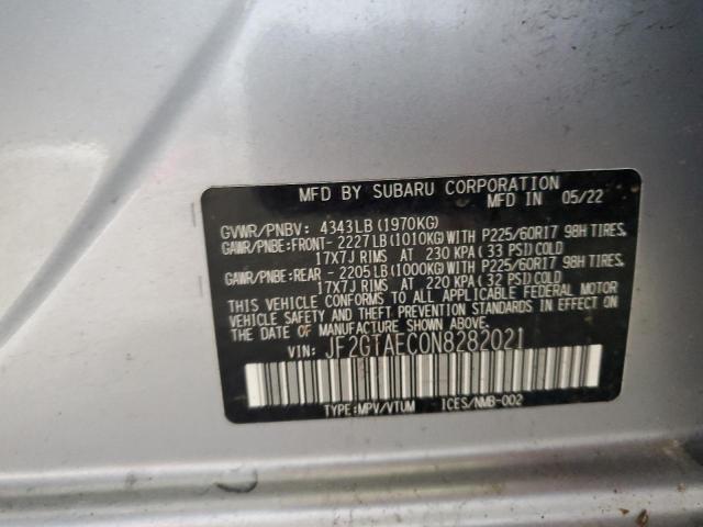 JF2GTAEC0N8282021 - 2022 SUBARU CROSSTREK PREMIUM ვერცხლისფერი ფოტო 12