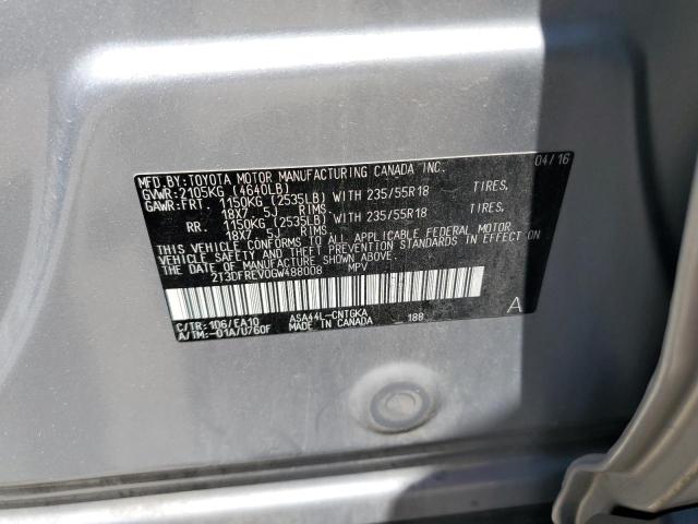 2T3DFREV0GW488008 - 2016 TOYOTA RAV4 LIMITED SILVER photo 13