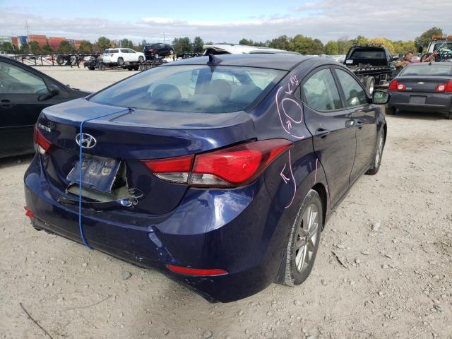 5NPDH4AE8EH540203 - 2014 HYUNDAI ELANTRA SE BLUE photo 4