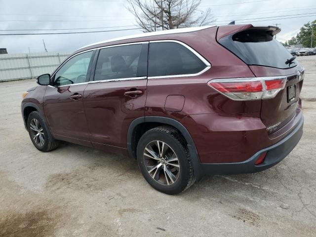 5TDJKRFH8GS349205 - 2016 TOYOTA HIGHLANDER XLE BURGUNDY photo 2