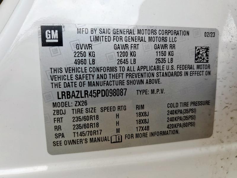 LRBAZLR45PD098087 - 2023 BUICK ENVISION PREFERRED WHITE photo 13