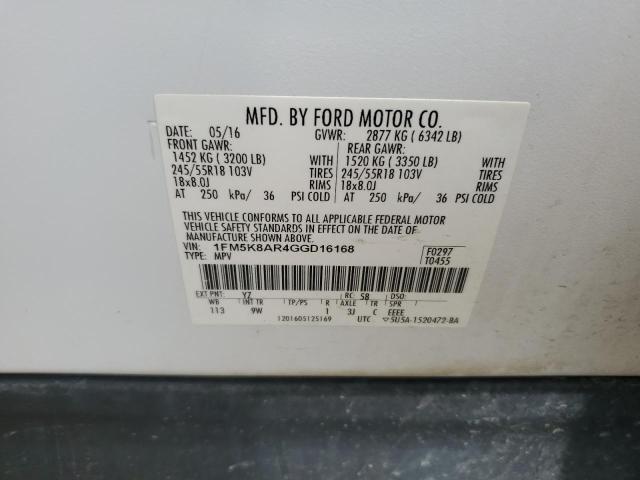 1FM5K8AR4GGD16168 - 2016 FORD EXPLORER POLICE INTERCEPTOR WHITE photo 13