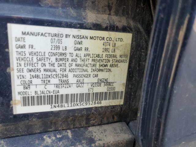 1N4BL11DX5C952846 - 2005 NISSAN ALTIMA SE BLUE photo 12