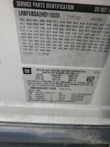 LRBFXBSA2HD110333 - 2017 BUICK ENVISION ESSENCE SILVER photo 13