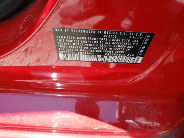 3VW2K7AJ7EM249447 - 2014 VOLKSWAGEN JETTA BASE 红色 照片 12