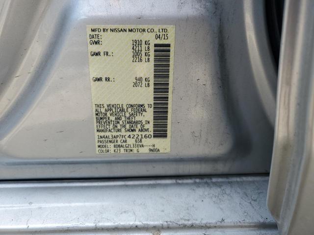 1N4AL3AP7FC422160 - 2015 NISSAN ALTIMA 2.5 SILVER photo 12