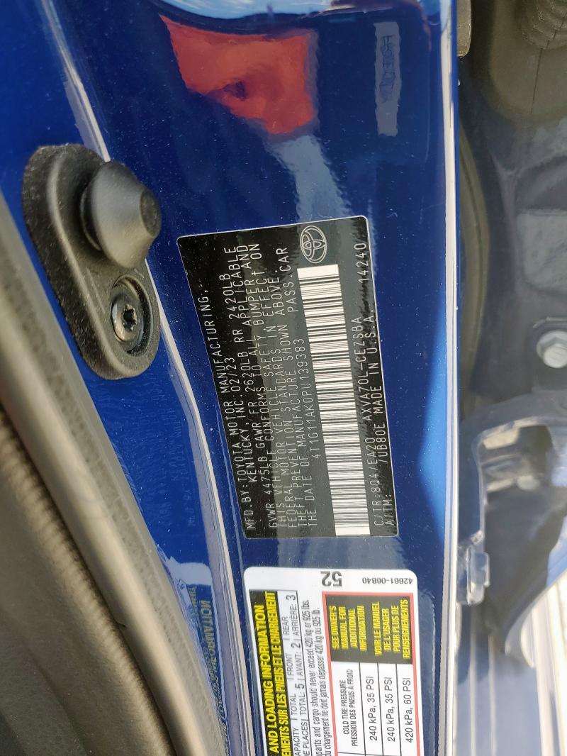 4T1G11AK0PU139383 - 2023 TOYOTA CAMRY SE NIGHT SHADE BLUE photo 12