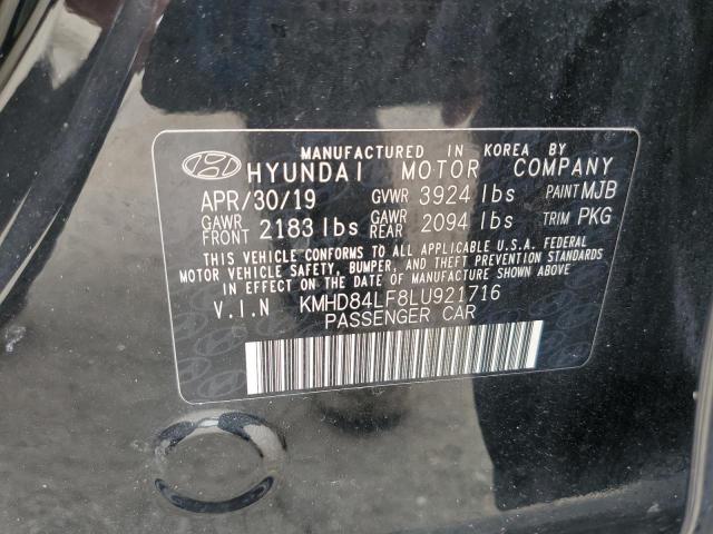 KMHD84LF8LU921716 - 2020 HYUNDAI ELANTRA SEL BLACK photo 13