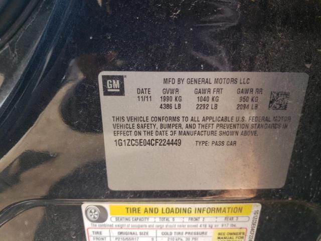 1G1ZC5E04CF224449 - 2012 CHEVROLET MALIBU 1LT CHARCOAL photo 12