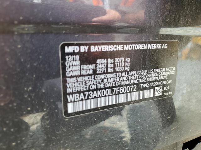 WBA73AK00L7F60072 - 2020 BMW 228XI رمادي صورة 12