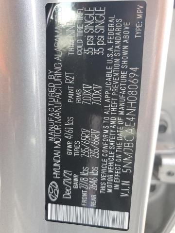 5NMJBCAE4NH080694 - 2022 HYUNDAI TUCSON SEL SILVER photo 13