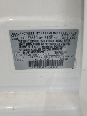 3N1AB7AP5DL680704 - 2013 NISSAN SENTRA S WHITE photo 12