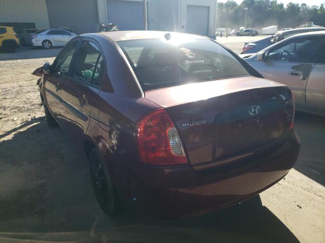 KMHCM46C09U322133 - 2009 HYUNDAI ACCENT GLS BURGUNDY photo 3