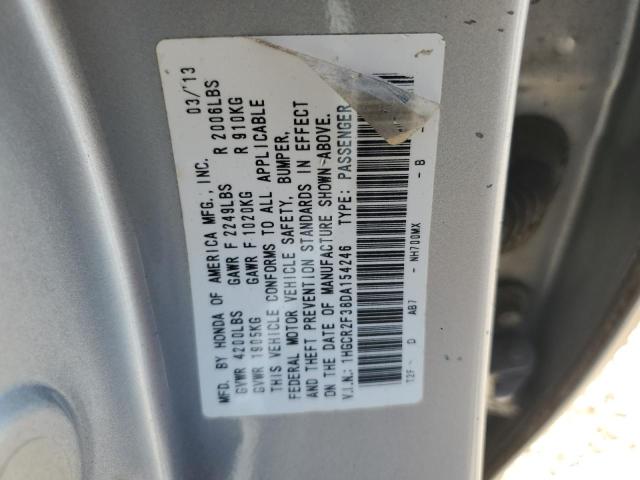 1HGCR2F38DA154246 - 2013 HONDA ACCORD LX SILVER photo 12