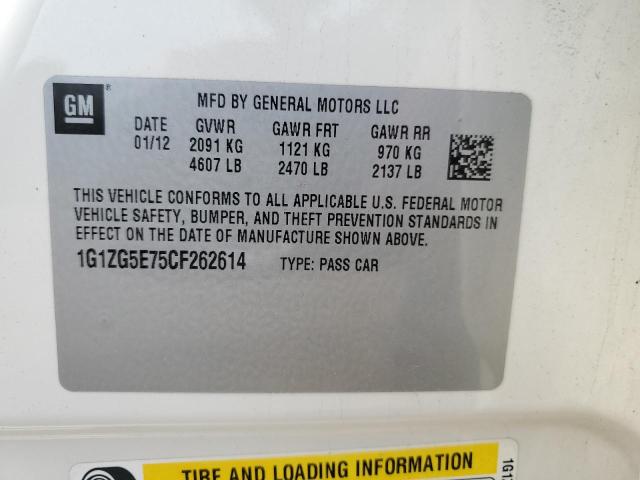 1G1ZG5E75CF262614 - 2012 CHEVROLET MALIBU LTZ 白色 照片 12