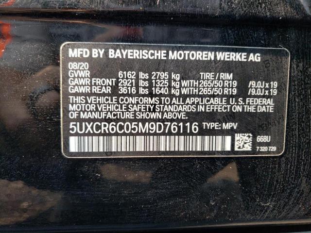 5UXCR6C05M9D76116 - 2021 BMW X5 XDRIVE40I BLACK photo 13