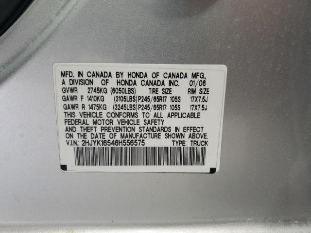 2HJYK16546H556575 - 2006 HONDA RIDGELINE RTL SILVER photo 12