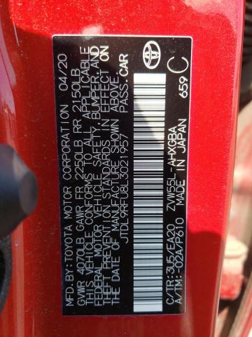 JTDL9RFU8L3021957 - 2020 TOYOTA PRIUS LE RED photo 12