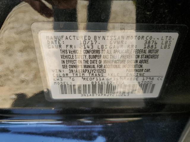 3N1AB7APXJY210263 - 2018 NISSAN SENTRA S BLACK photo 12