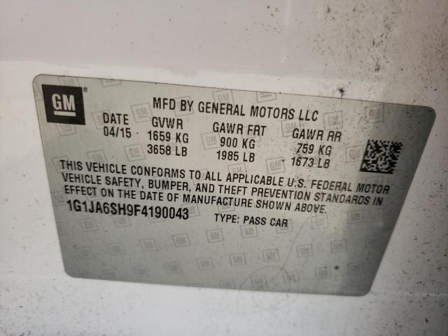 1G1JA6SH9F4190043 - 2015 CHEVROLET SONIC LS 白色 照片 12