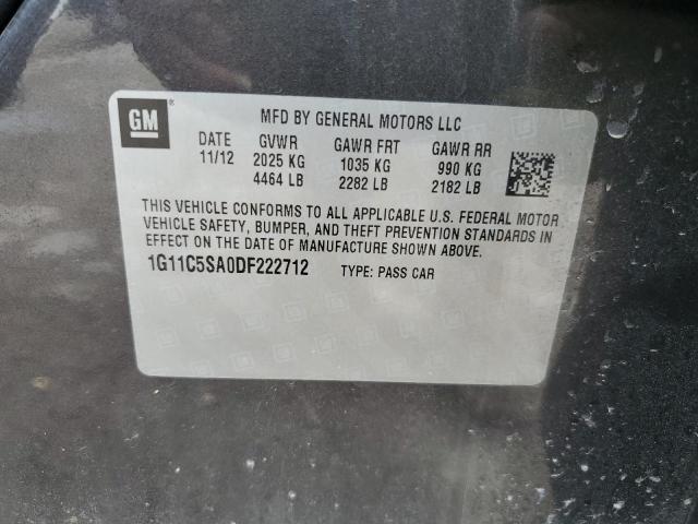 1G11C5SA0DF222712 - 2013 CHEVROLET MALIBU 1LT GRAY photo 12