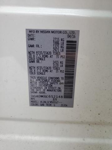 5N1AR2MM3GC652148 - 2016 NISSAN PATHFINDER S Weiß Foto 12