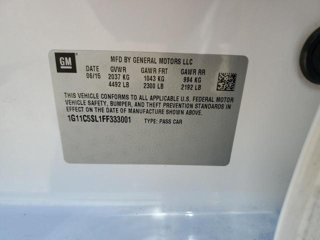 1G11C5SL1FF333001 - 2015 CHEVROLET MALIBU 1LT 白色 照片 12
