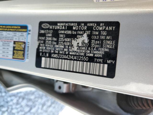 KM8J33A42HU412550 - 2017 HYUNDAI TUCSON LIMITED SILVER photo 10