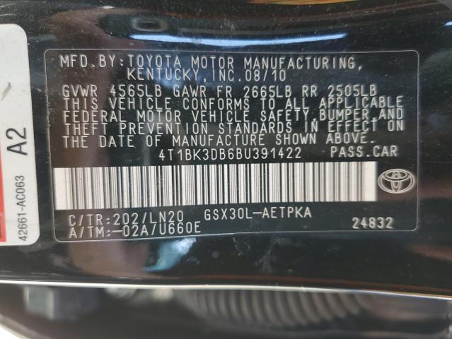 4T1BK3DB6BU391422 - 2011 TOYOTA AVALON BASE BLACK photo 13