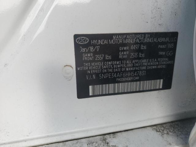 5NPE34AF6HH547831 - 2017 HYUNDAI SONATA SPORT WHITE photo 12