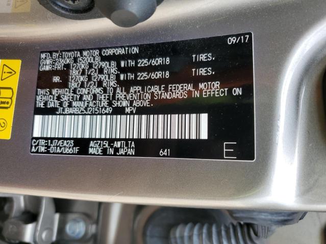 JTJBARBZ5J2151649 - 2018 LEXUS NX 300 BASE გრაფიტი ფოტო 13