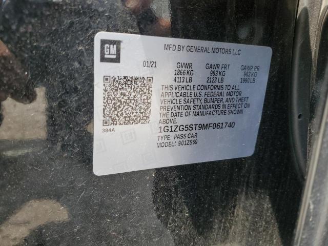 1G1ZG5ST9MF061740 - 2021 CHEVROLET MALIBU RS BLACK photo 12