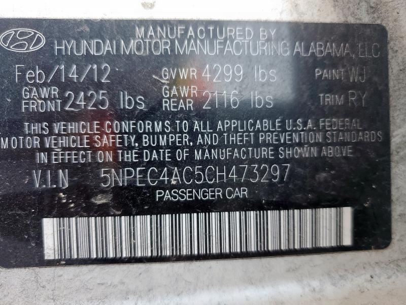 5NPEC4AC5CH473297 - 2012 HYUNDAI SONATA SE Ақ фото 13