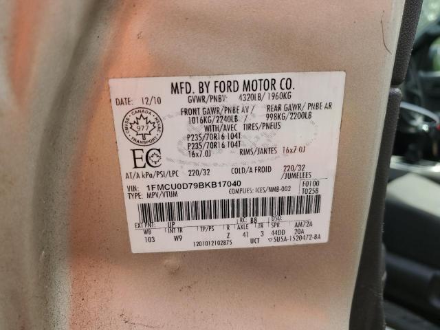 1FMCU0D79BKB17040 - 2011 FORD ESCAPE XLT TAN photo 13