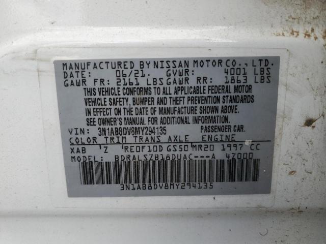 3N1AB8DV8MY294135 - 2021 NISSAN SENTRA SR WHITE photo 13