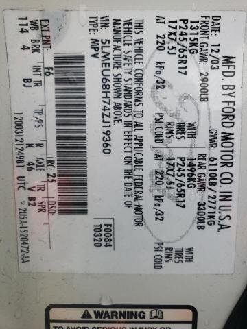 5LMEU68H74ZJ19360 - 2004 LINCOLN AVIATOR 白色 照片 14