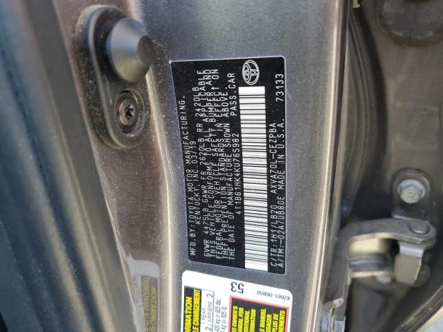 4T1B61HK4KU765982 - 2019 TOYOTA CAMRY XSE Graphite photo 13