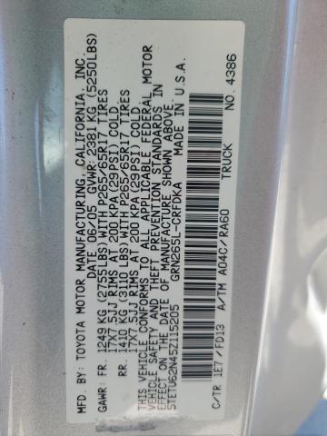 5TETU62N45Z115205 - 2005 TOYOTA TACOMA PRERUNNER ACCESS CAB SILVER photo 12