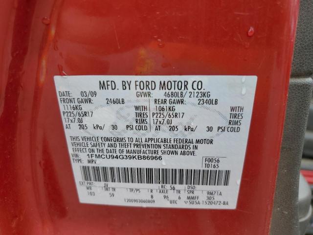 1FMCU94G39KB86966 - 2009 FORD ESCAPE LIMITED RED photo 14