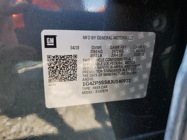 1G4ZP5SS8JU140933 - 2018 BUICK LACROSSE ESSENCE CHARCOAL photo 12