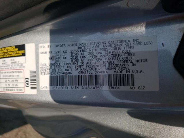 5TEUU42N07Z348686 - 2007 TOYOTA TACOMA ACCESS CAB ვერცხლისფერი ფოტო 12