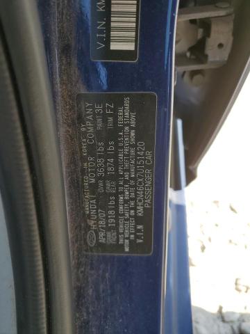 KMHCN46CX7U151420 - 2007 HYUNDAI ACCENT GLS BLUE photo 12