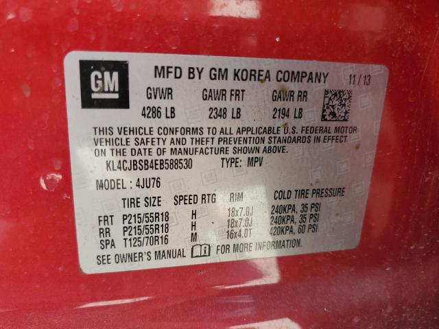 KL4CJBSB4EB588530 - 2014 BUICK ENCORE CONVENIENCE RED photo 13