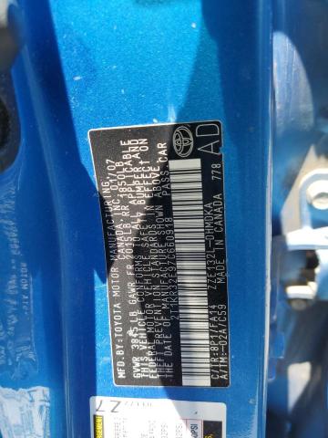 2T1KR32E97C660918 - 2007 TOYOTA COROLLA MA XR BLUE photo 12